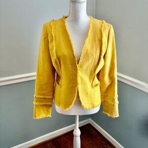 Giancarlo Ferrari Yellow Linen Blend Fringe Jacket – Size 10